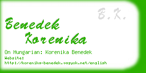 benedek korenika business card